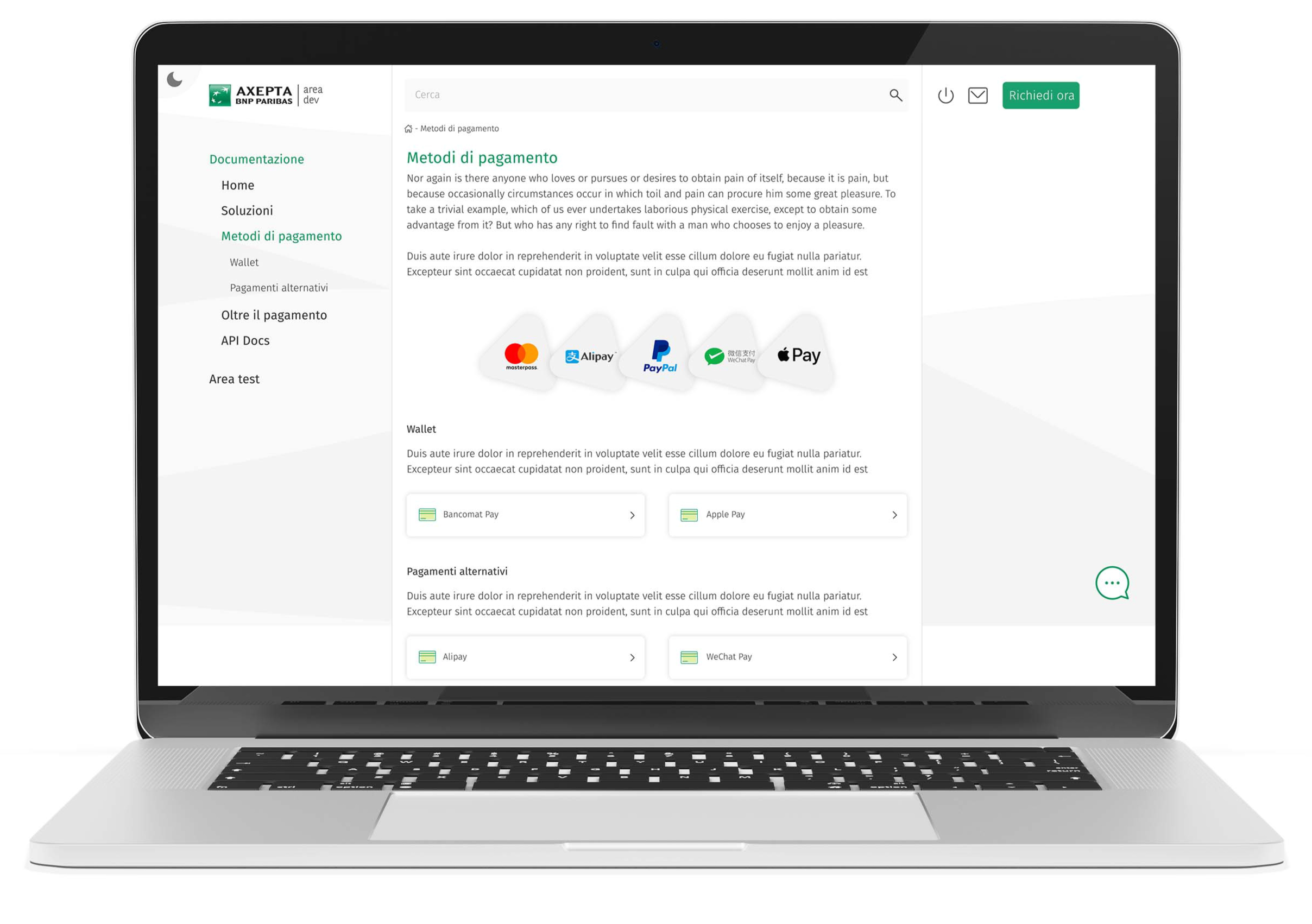 Axepta Area Sviluppatori - App