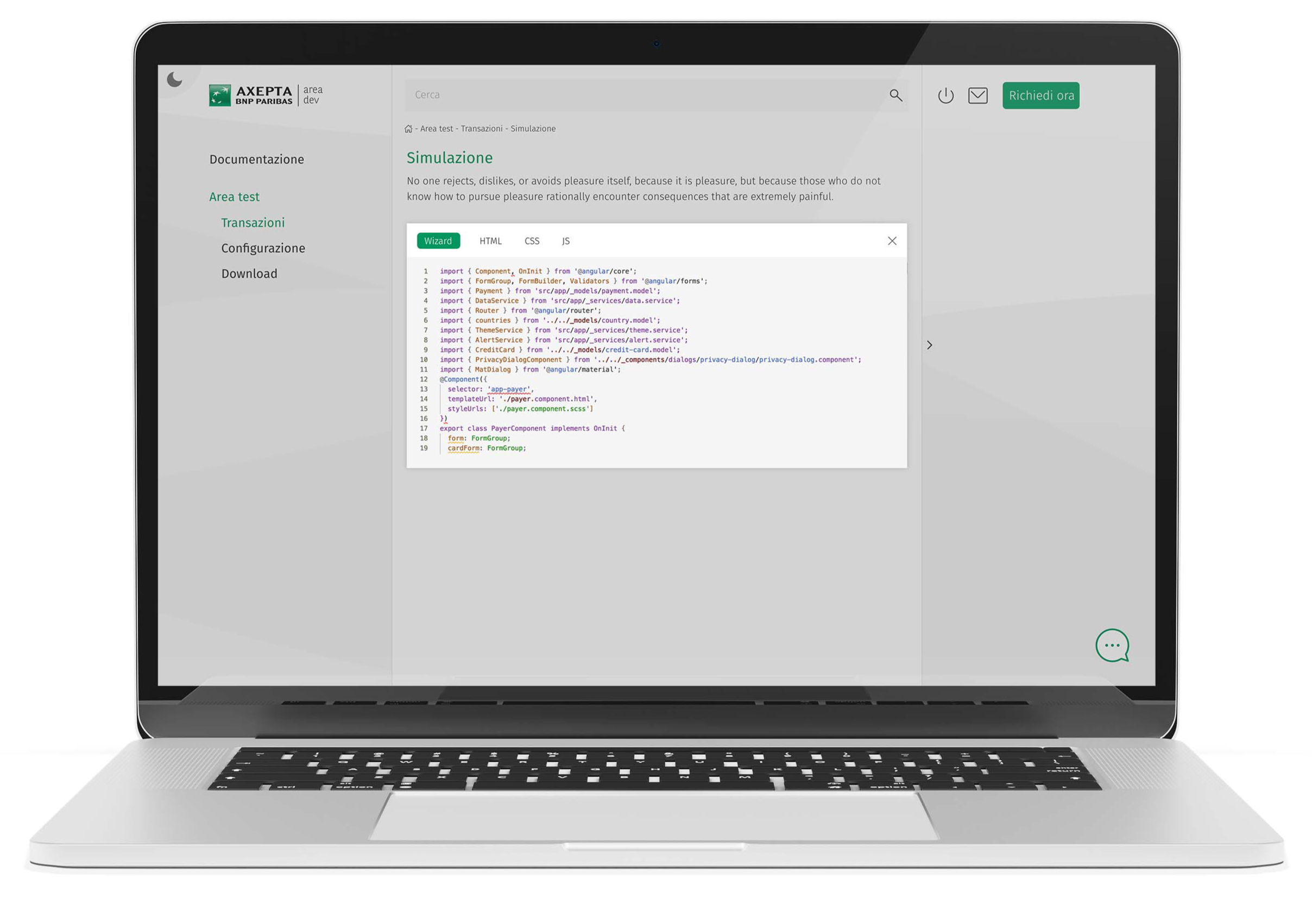 Axepta Area Sviluppatori - App